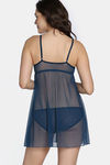Zivame Lace N Mesh Babydoll with Thong - Gibraltor Sea — thumbnail 3